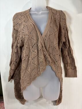 JW Style Beige Open Weave Cardigan Size Small. NWT